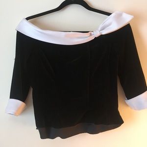 Vintage 1980s off shoulder velvet blouse